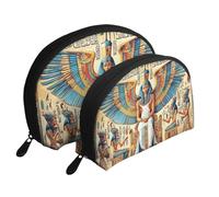 Ancient Egyptian Sacred Hieroglyphs Printed Makeup Bags 2-Piece Portable Shell Travel Toiletry Bag