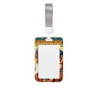 Ancient-Egyptian-Scene Abs Vertical Id Badge Holder, Name Badge with Clear Scanning Film