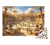 Ancient Egyptian School Courtyard 1000 Piece Jigsaw Puzzle Paper for Adults Historical Scene Relaxing Focus Family Interaction Home Decor Gift 52x38cm/1000pcs
