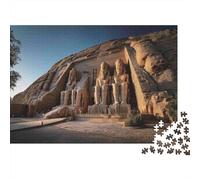 Ancient Egyptian Statues 1000 Piece Jigsaw Puzzles for Adults Kids, Stunning Abu Simbel Temple Art, Home Decor, Stress Relief Gift, Challenging, 70x50cm/1000pcs