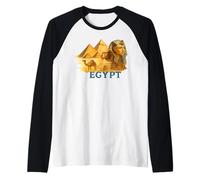 Ancient Egyptian Symbols Pyramid Pharaoh Sphinx Travel Raglan Baseball Tee