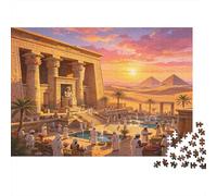 Ancient Egyptian Temple 1000 Piece Jigsaw Puzzle for Adults Paper Puzzle Sunset over Pyramid Landscape Family Game Stress Relief Gift 70x50cm/1000pcs