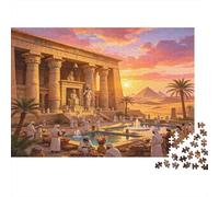 Ancient Egyptian Temple 1000 Piece Jigsaw Puzzle Paper for Adults Sunset Civilization Scene Focus Family Relaxation Home Decor Gift 70x50cm/1000pcs