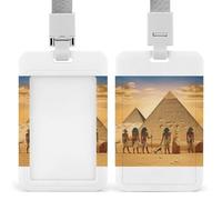 Ancient Egyptians ID Badge Holder Cute ID Badge Name Card Holder with Lanyard Detachable Name Tag Clips Vertical ID Card Protector Case for Daily Office Gifts