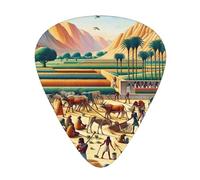 Ancient-Egypty-Agricultural-Scenes 12 Pack Guitar Picks With 3 Thicknesses And Storage Box, Abs Plectrums For Electric Bass Guitar Players