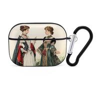 Ancient European Victorian Era Royal Court Lady Compatible with Airpod Pro Case PC Scratch-Resistant Drop-Proof Protective Cover with Keychain Black-style