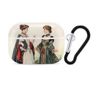 Ancient European Victorian Era Royal Court Lady Compatible with Airpod Pro Case PC Scratch-Resistant Drop-Proof Protective Cover with Keychain White-style