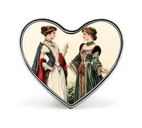 Ancient European Victorian Era Royal Court Lady Novelty Brooches & Pins Heart Personalised Metal Lapel Badge With Butterfly Clutch Clasp