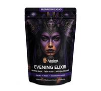 Ancient Extracts Evening Elixir Mushroom Cacao, Reishi, Chamomile, Lemon Balm, Magnesium, L-Theanine, Indulgent Hot Chocolate for Sleep, Calm and Recovery, 30 Servings