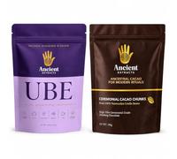 Ancient Extracts Ube Powder 100g & Ceremonial Cacao Chunks 100g or Lattes, Hot Chocolate, Smoothies, Baking and Desserts