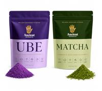 Ancient Extracts Ube Powder 100g & Ceremonial Grade Matcha Powder 50g Bundle, Purple Yam Powder and Green Tea Powder for Lattes, Smoothies, Teas, Baking and Desserts