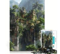 Ancient Fantasy Cityscape Jigsaw Puzzle 1000 Logic Thinking Play Expert Cutting Craftsmanship Quiet Time Mind Exercise at Home (38x26cm)