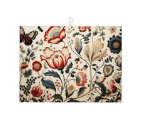 Ancient floral patterns Dish Drying Mat for Kitchen Counter-Absorbent, Non-Slip, Reversible Kitchenware with Prints