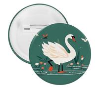 Ancient Flower Swan Badge Metal Round Pins, Lightweight Brooch for Backpack, Fashion Button Pins Badge for Shirts, Jackets, Shawl Coat, Unisex, 5PCS, Tinplate, metal round pins