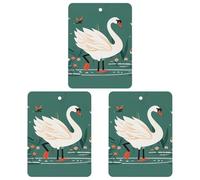 Ancient Flower Swan Car Air Freshener, 3 Pcs Square Hanging Air Freshener Cards, Long Lasting Fragrance Scented Cards for Car, Home, Office White-style