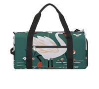 Ancient Flower Swan Gym Bag for Men Women, Waterproof Gym Tote Bags, Large Duffel Bag for Travel Workout