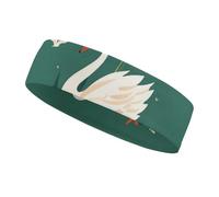 Ancient Flower Swan Headbands for Women & Men Sports Headband, Fits All Head Sizes, Ultra Absorbent & Non-Slip Sweatband for Running, Yoga, Gym
