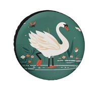 Ancient Flower Swan Spare Tire Cover, 26inch Oxford Wheel Protector Travel Accessories, Waterproof Dustproof Wheel Tire Covers for RV Jeep SUV Camper Truck