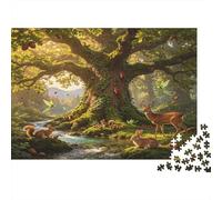 Ancient Forest Tree Wildlife 1000 Piece Jigsaw Puzzle Paper Puzzle Game for Adults Nature Scene Relaxing Focus Home Decor 38x26cm/1000pcs