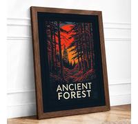 Ancient Forest Vintage Framed Wall Art Print A3 Walnut Frame