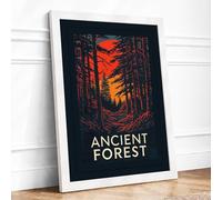 Ancient Forest Vintage Framed Wall Art Print A4 White Frame