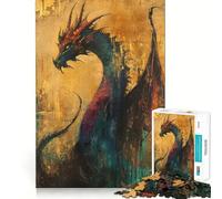 Ancient Gilded Dragon Adults 1000 Pieces Puzzle Mental Focus Game Premium Laser Cut Quality Family Fun Night Activity (38x26cm)