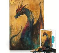 Ancient Gilded Dragon Jigsaw Puzzle1000 Pieces Thinking Skill Game Seamless Fit Precise Pieces Family Fun Night Activity (50x75cm)