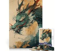 Ancient Gilded Dragon Jigsaw Puzzles 1000 Pieces for Teenagers Thought Training Easy Enjoyment Uniform Cut Chic Xmas Gift (38x26cm)