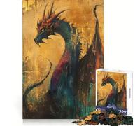 Ancient Gilded Dragon Teenagers 1000 Piece Jigsaw Puzzle Mind Clarity Cozy Pastime Perfect Lock Holiday Present (38x52cm)