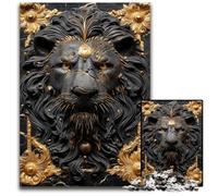 Ancient Golden Lion Art Jigsaw Puzzles for Adults 1000 Piece Wooden Jigsaw for Birthdays Holidays Best for Christmas 1000 PCS(75x50cm)