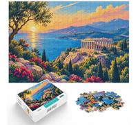 Ancient Greece Landscape Illustration Art Jigsaw Puzzle, 1000 Piece | For a seasonal gift for jigsaw enthusiasts, this adult jigsaw puzzle with 1000 pieces gives adults a calm winter activity.