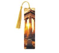 Ancient Gr rchitecture Sunset Unique Double-Sided Artwork Printed Wooden Bookmarks, Artistic Book Accessories Birthday Presents for Men Women Presents for Book Lovers