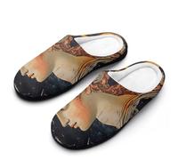 Ancient Greek Art Drcor Men's Cotton Slippers Memory Foam Warm House Shoes for Indoor Outdoor 9-10(42-43)