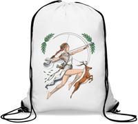 Ancient Greek Goddess of The Hunt Artemis Gym Sack Casual Drawstring Bag White