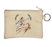Ancient Greek Goddess of The Hunt Artemis Key Chain Coin Purse Beige