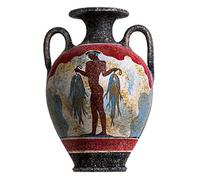 Ancient Greek Minoan Amphora Fisherman Handmade Ceramic Pottery Vase Large