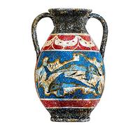 Ancient Greek Minoan Amphora Handmade Ceramic Pottery Vase With Fresco Dolphins Mural S