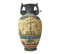 Ancient Greek Minoan Amphora - Handmade Ceramic Vase with Dolphin Fresco | Hand-Painted Pottery Replica | Minoan Art Decor