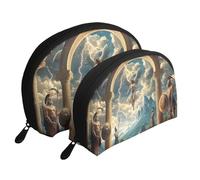 Ancient Greek Mythological Gods and Heroes Printed Makeup Bags 2-Piece Portable Shell Travel Toiletry Bag