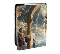 Ancient Greek Mythological Gods and Heroes Printed Passport Holder,Travel Pu Leather Passport Cover Case Organiser for Men Women,6.5 Inch