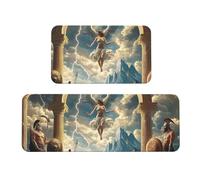 Ancient Greek Mythological Gods And Heroes Rug Cushioned Kitchen Rugs Sets Of 2 Comfort Standing Mat For Home Decor Sink,Kitchen Mats For Floor Non Slip Washable ，Laundr 17"X47"+17"X30"
