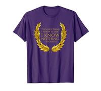 Ancient Greek Philosophy Quote - I Know Nothing - Socrates T-Shirt, Men, Purple, Small