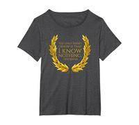 Ancient Greek Philosophy Quote - I Know Nothing - Socrates T-Shirt, Women's Plus, Dark Heather Grey, 3X
