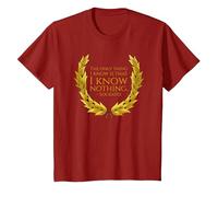 Ancient Greek Philosophy Quote - I Know Nothing - Socrates T-Shirt, Youth, Cranberry Red, Large