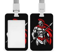 Ancient Greek Spartan Soldier Funny ID Badge Holder with Lanyard Name Card Holders for Work Nurse Teacher