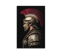 Ancient Greek Spartan Warrior Wall Art, Helmet Wearing Historical Portrait, Modern Aesthetic Decor for Bedroom Living Room Hanging Paintings Poster 24x36inch(60x90cm)