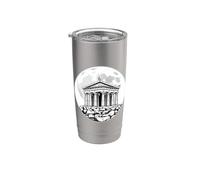 Ancient Greek Temple Full Moon Classical Architecture Design Stainless Steel Insulated Tumbler