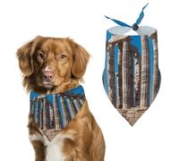 Ancient Greek Temple in Poseidon Bandanas for Dogs Triangle Pet Bibs