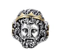 Ancient Greek Warrior Open Sterling Silver Ring, Men's Vintage Silver Ring Adjustable (suitable for US sizes 8-11)