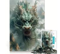 Ancient Green Dragon Jigsaw Puzzles1000 Pieces Cognitive Train Fun Flawless Interlocking Pieces Birthday Gift Brain Teaser Toy (38x52cm)